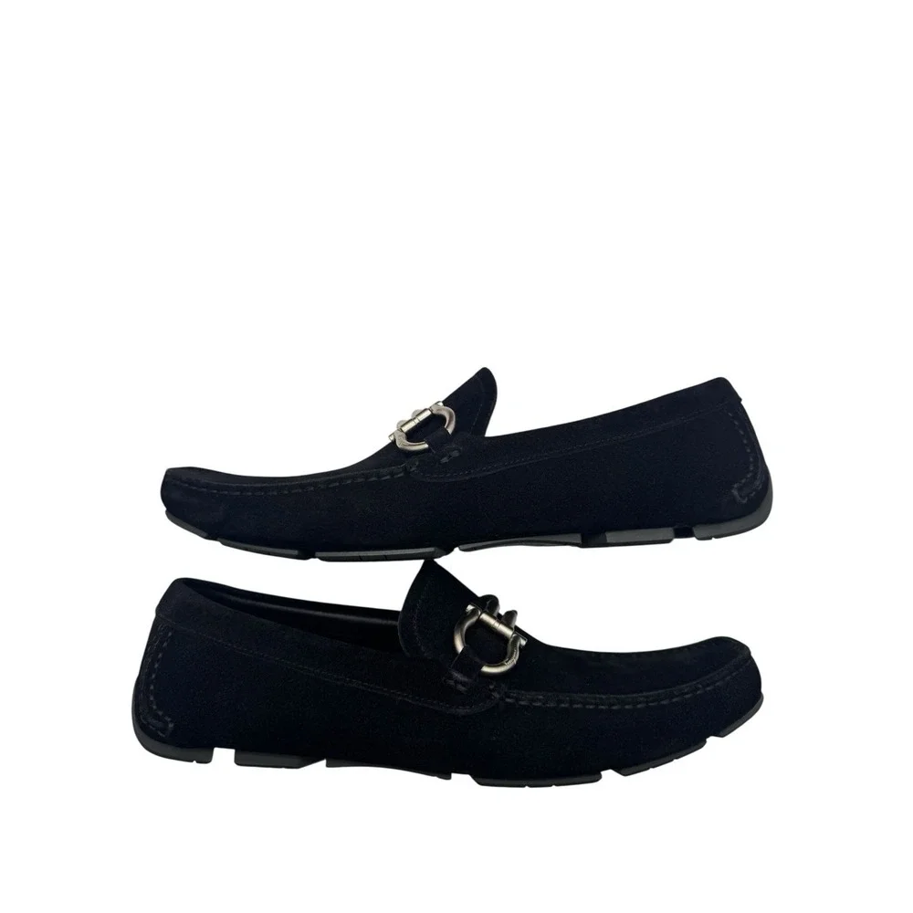 Salvatore‎ Ferragamo Black Suede Gancini Bit Loafers Men 7.5 D Italy Dress Shoes - Picture 4 of 9